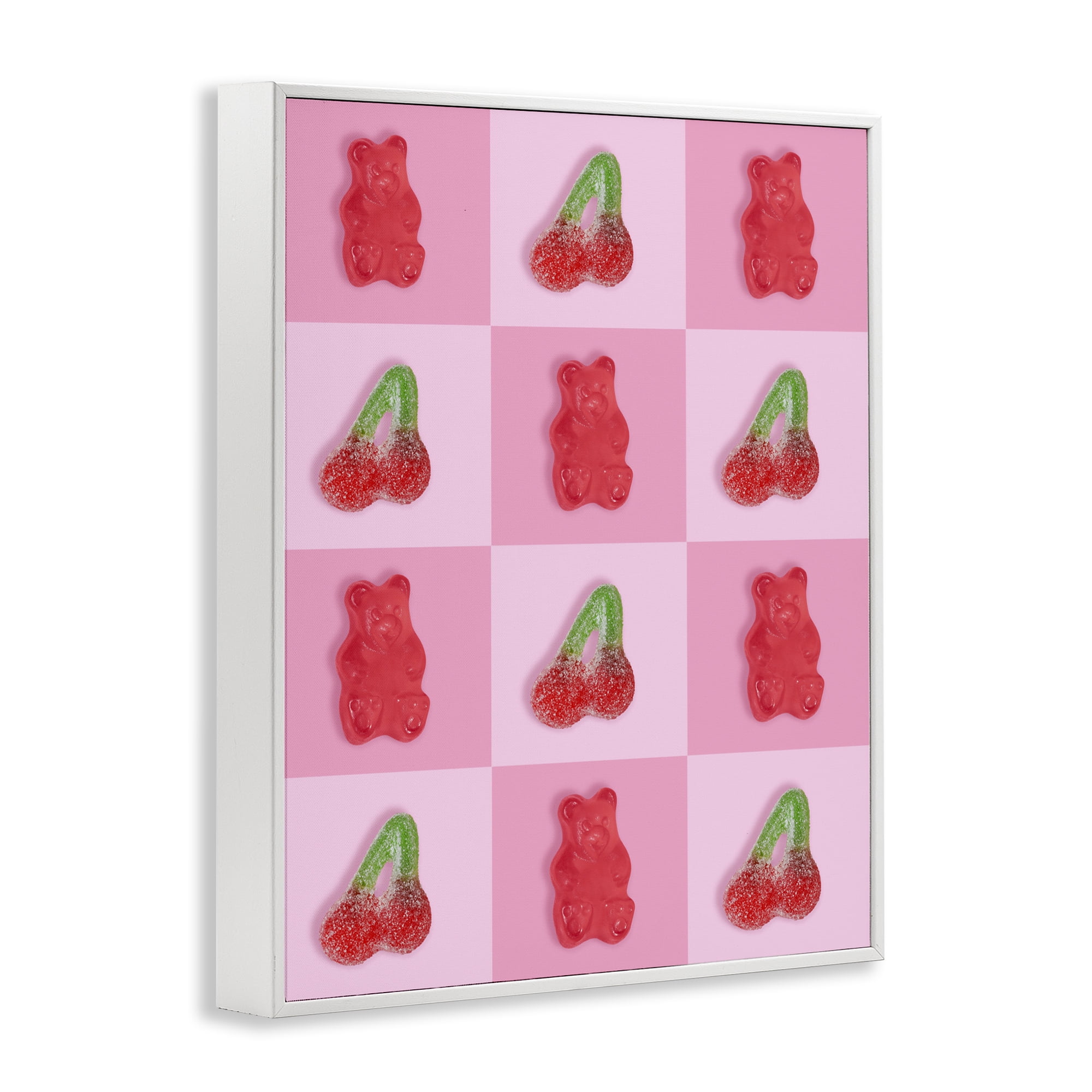 Stupell Industries Gummy Bears and Cherries Grid White Framed Giclee Art, design by LISH Creative