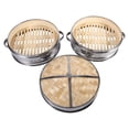 thumbnail image 4 of 8" 2 Tiers Bamboo Food Steamer Chinese Natural Dim Sum Basket Rice Pasta Cooker With Lid, 4 of 8