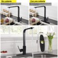 thumbnail image 3 of Grifo para Fregadero de Acero Inoxidable,Llaves para Fregadero de Cocina 360° Giratorio,Grifo Monomando Llave Mezcladora para Fregadero de Agua Caliente y Frí con 2 Manguera,Negro Mate, 3 of 7