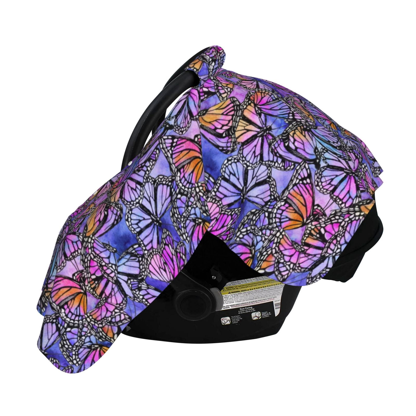 Naloa Watercolor Butterflies Baby Car Seat Cover, Breathable Baby Carrier Cover, Multiuse Baby Carrier Cover & Nursing Breastfeeding Cover
