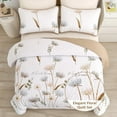 thumbnail image 2 of Floral Quilt Set Queen Size Beige Khaki Bedspread Farmhouse Bedding White Coverlet Set for All Season, 2 of 6