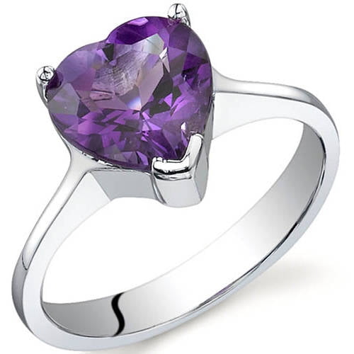 1.75 ct Heart Shape Purple Amethyst Ring in Sterling Silver