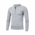 thumbnail image 3 of Fesfesfes Blouse Shirt for Men Multi Button Long Sleeve T-Shirt Stand Collar Sports Long Sleeve Stand-up Collar Blouse & Shirt, 3 of 7