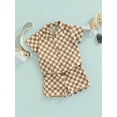 thumbnail image 4 of Toddler Baby Boy Short Sleeve Button Down Lapel Shirt Tops 6M 12M 18M 24M Casual Shorts Checkboard Print Summer Outfit Set, 4 of 10