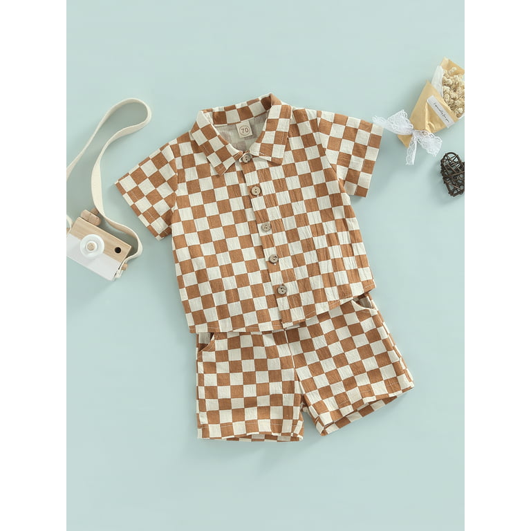 Multitrust Toddler Baby Boys Checkerboard Plaid Print Outfits