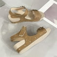thumbnail image 4 of Sandals for Women Casual Summer Women's Fashion Casual Spring And Summer Style Solid Color Flower Breathable Round Toe Open Toe One-Line Buckle Thick Bottom Wedge Heel Sandals Yellow, 4 of 7