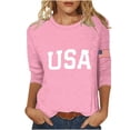 thumbnail image 2 of Gamivast Womens Long Sleeve Shirts USA Flag Graphic Tees 3/4 Sleeve Tops Crew Neck Regular Fit Basic Tees for Women Casual Daily Vacation Wear, 2 of 6