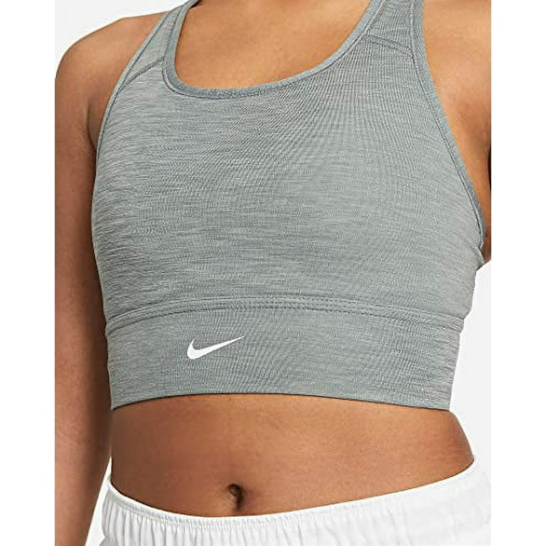 Nike Women's Dri Fit Swoosh Medium Support Padded Longline Sports Bra Gray  Size Medium 