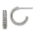 thumbnail image 2 of 925 Sterling Silver Antiqued Small Zig Zag Hoop Earrings, 2 of 3
