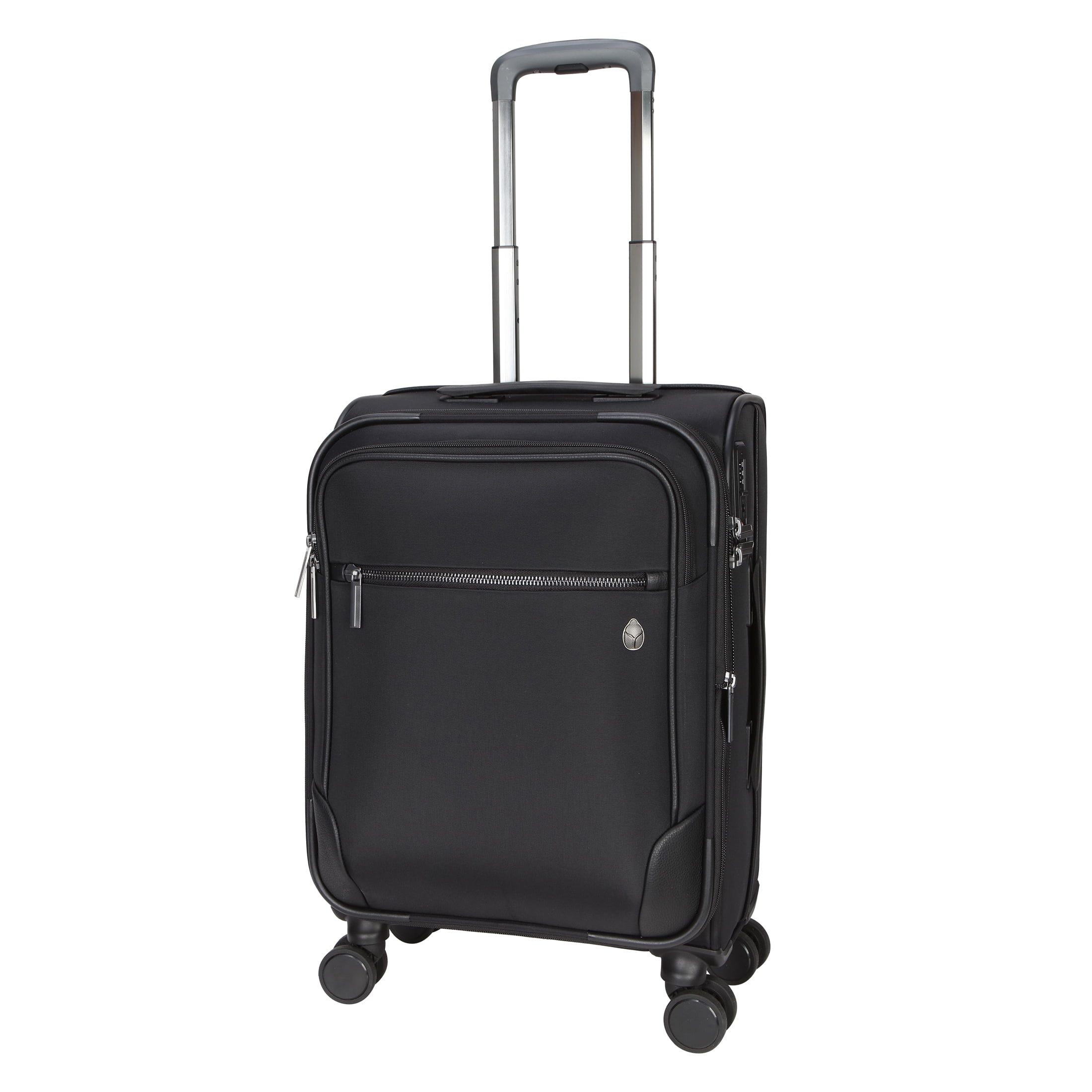 BTL 20-inch Carry-On Expandable Nylon Softside Upright Luggage with 360-Spinner Wheels and Divider Pockets, Black