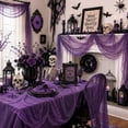 thumbnail image 4 of Halloween Decorations Indoor Outdoor,72 x 30 Inch Halloween Purple Gauze Creepy Cloth Fabric Tapestry Decor,Spooky Halloween Decor for Home Wall Party Table Yard Haunted House, 4 of 10