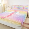 thumbnail image 3 of Homewish Ribbon Initial J Letter Full Size Sheets, Dreamy Cartoon Rainbow Bed Sheets, Glitter Stars Print Sheet Sets, Super Cozy Room Decor, 4 Pieces, 3 of 7