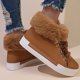 thumbnail image 5 of Botas de nieve para mujer, cortas, largas y peludas, con reborde, para correr, de invierno, estilo vaquero, 5 of 8