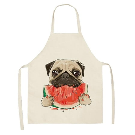 

Winter Savings Clearance! SuoKom DOG PUG Printed Cotton Linen Sleeveless Apron Kitchen Gifts on Clearance