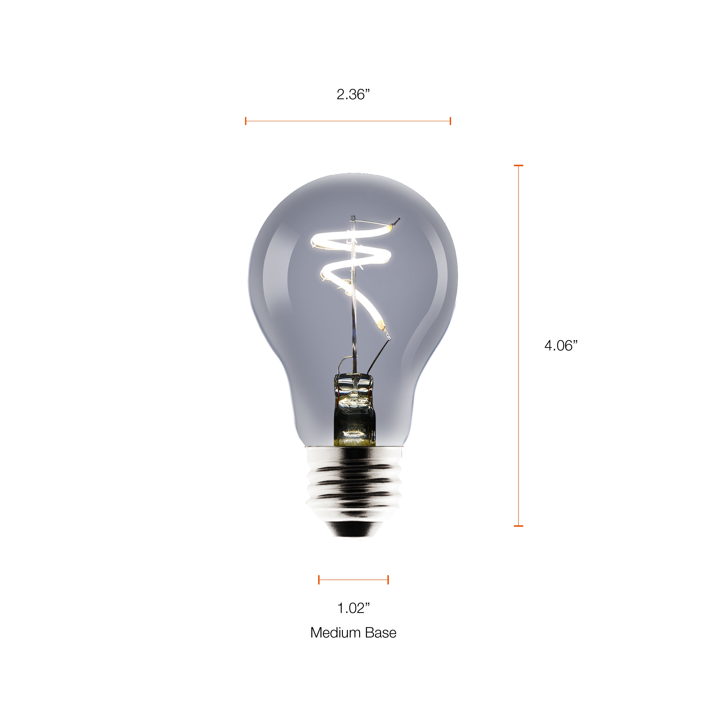 Better Homes & Gardens A19 Vintage LED Light Bulb, 35W Equivalent, Dimmable, Daylight 5000K, Smoked Glass Finish, 4 Pack