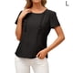 thumbnail image 5 of Camiseta de mujer Jumpingount Verano cuello manga corta Volantes Casual top Suelto Negro L, 5 of 6