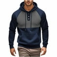 thumbnail image 1 of Sudadera con capucha para hombre, estilo informal, con bloqueo de color, bolsillo, cordón ajustable, manga larga, suéter con capucha, abrigo de poliéster para hombre, 1 of 4