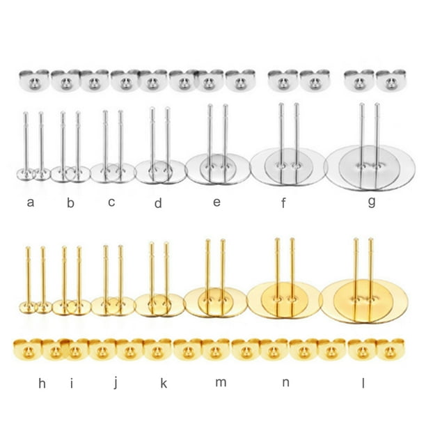 ziyahi 100 Sets Ear Stud Base Stainless Steel Earrings Stoppers DIY  Hypoallergenic Connector Round Earring Accessory Women Adults Steel Color/  8mm 