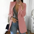 thumbnail image 2 of Brnmxoke Blazer Long Sleeve for Women Business Dressy Solid Color Blazer Plus Size Open Front Slim Fit Work Jackets Coat Pink,M, 2 of 9