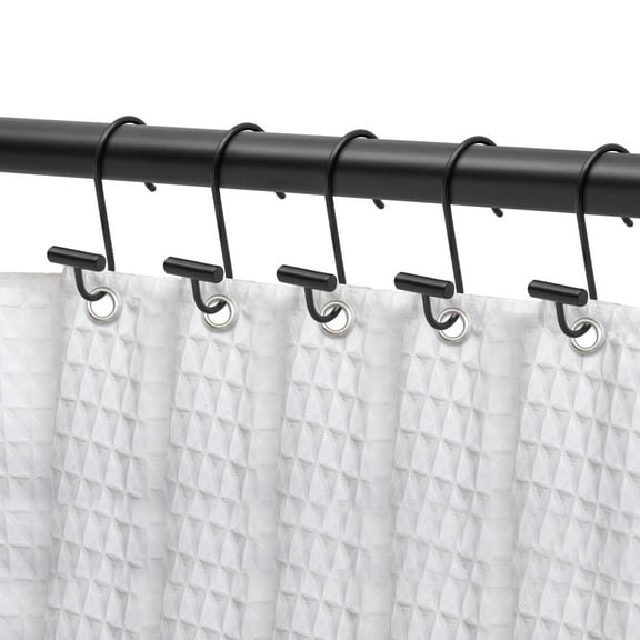 Utopia Alley Shower Rings Hooks, Shower Curtain Rings Hooks for Bathroom, Rust Resistant Shower Curtain Hooks Rings, Set of 12, Matte black
