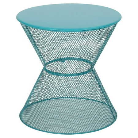 Noble House Nevada Outdoor Iron Side, Teal Blue Side Table