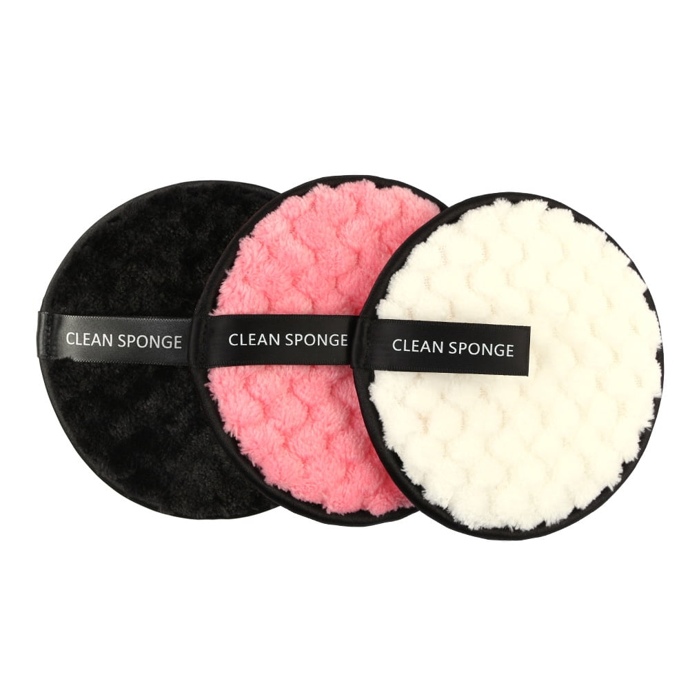 3pcs Double Side Easy Clean Fiber Pads Face Washing Soft Makeup Remover