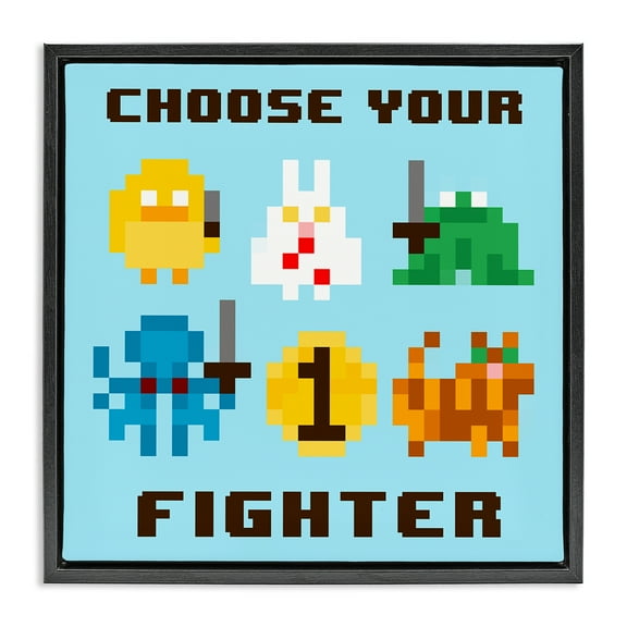 Stupell Industries Choose Your Fighter Entertainment Painting Black Floater Framed Canvas Art Print Wall Art, 18 x 18