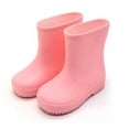 thumbnail image 2 of XIMIN Kid Girl's Thickened Sole Solid Color Anti-Slip Wading Boots Ankle Rain Boots Waterproof PVC Garden Boots Four-Season Fleece-Lined Water Shoes, 2 of 4