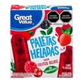 thumbnail image 1 of Paletas heladas Great Value de agua sabor frutos rojos 4 pzas de 70 g c/u, 1 of 4
