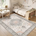 thumbnail image 2 of Janvonne 6'x9'Bohemian Grey-brown Area Rug, Washable Non-Slip Boho Carpet, Vintage Distressed Oriental Rug for Living Room Bedroom Nursery, 2 of 8