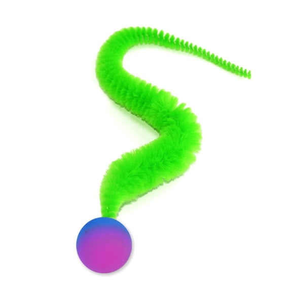 Blarkrus Bounce Ball Caterpillar Jump Cat Toy, Elastic Bouncing Design with Teaser Wand, for Interactive Play with Pet Cats, Green