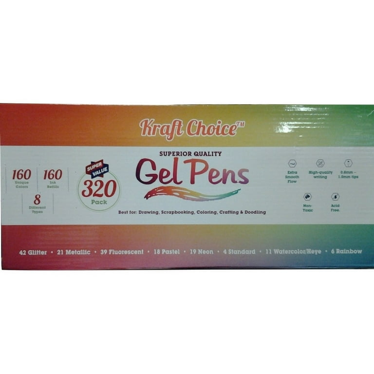 320 Pack Gel Pens Set, Smart Color Art 160 Colors Gel Pen with 160 Refills  fo