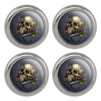 Roses Skull and Dagger Metal Craft Sewing Novelty Buttons - Set of 4
