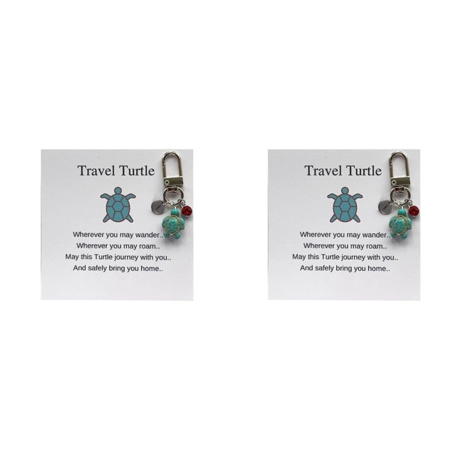 (2-Pack) Rinsvye 26 Letter Handmade Turtle Key Rings with Chain Keychain Turtle Combination Pendant Small Key Clips 26 Letter Surname Travel Metal Key Ring Turtle Keychain Pendant