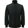 thumbnail image 2 of SwiftWear Men Pirate Shirt Victorian Ruffle High Neck Button Shirts Medieval Renaissance Vampire Puffy Halloween Black S, 2 of 8