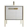 thumbnail image 2 of Fine Fixtures  Oakville Bathroom Vanity  with White Ceramic Sink Mild Grey Oak - Satin Brass Hardware 30 Inch, 2 of 9