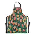 thumbnail image 2 of Orange Pink Flowers Chef Kitchen Apron with Pockets for Women Waterproof Aprons for Cooking Baking, 2 of 7