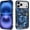 Black Blue Floral Rose Stained Glass, variant on Case for iPhone 17 Air, PC Hard Shell & Silicone Inner Bumper, Anti-Scratch Full-Body Cover Shockproof Slim Design Pink and Black Floral Skeletons
