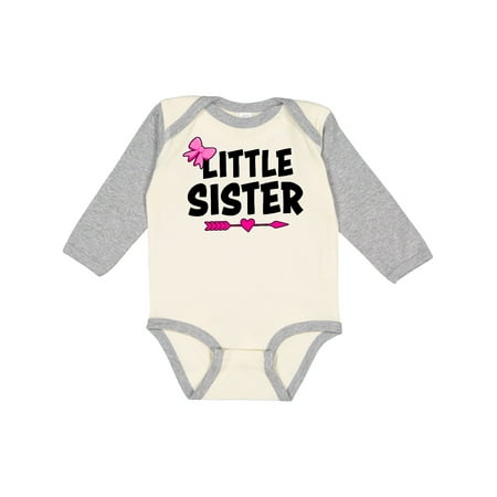 

Inktastic Little Sister with Bow and Arrow Gift Baby Girl Long Sleeve Bodysuit