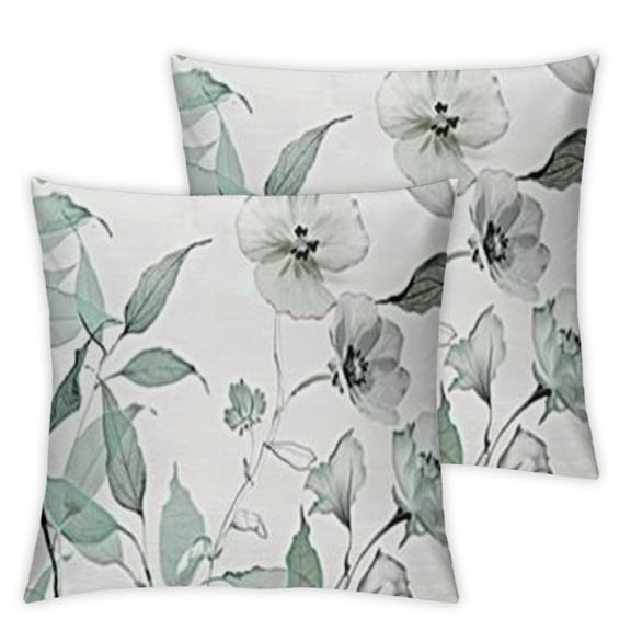 BANET Throw Pillow Covers Watercolor Peony Decorative Cushion Cover Paisley Flower Modern Square Cushion Shells Shams for Sofa, Bedroom, Living Room, Car, Set of 2, Grey Teal 12x12in