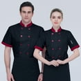 thumbnail image 2 of Gyexs Chef Coat Jacket for Women Casual Cover Up Button Down Tops Short Sleeve Work Wear (Black, Size XXXXL), 2 of 9
