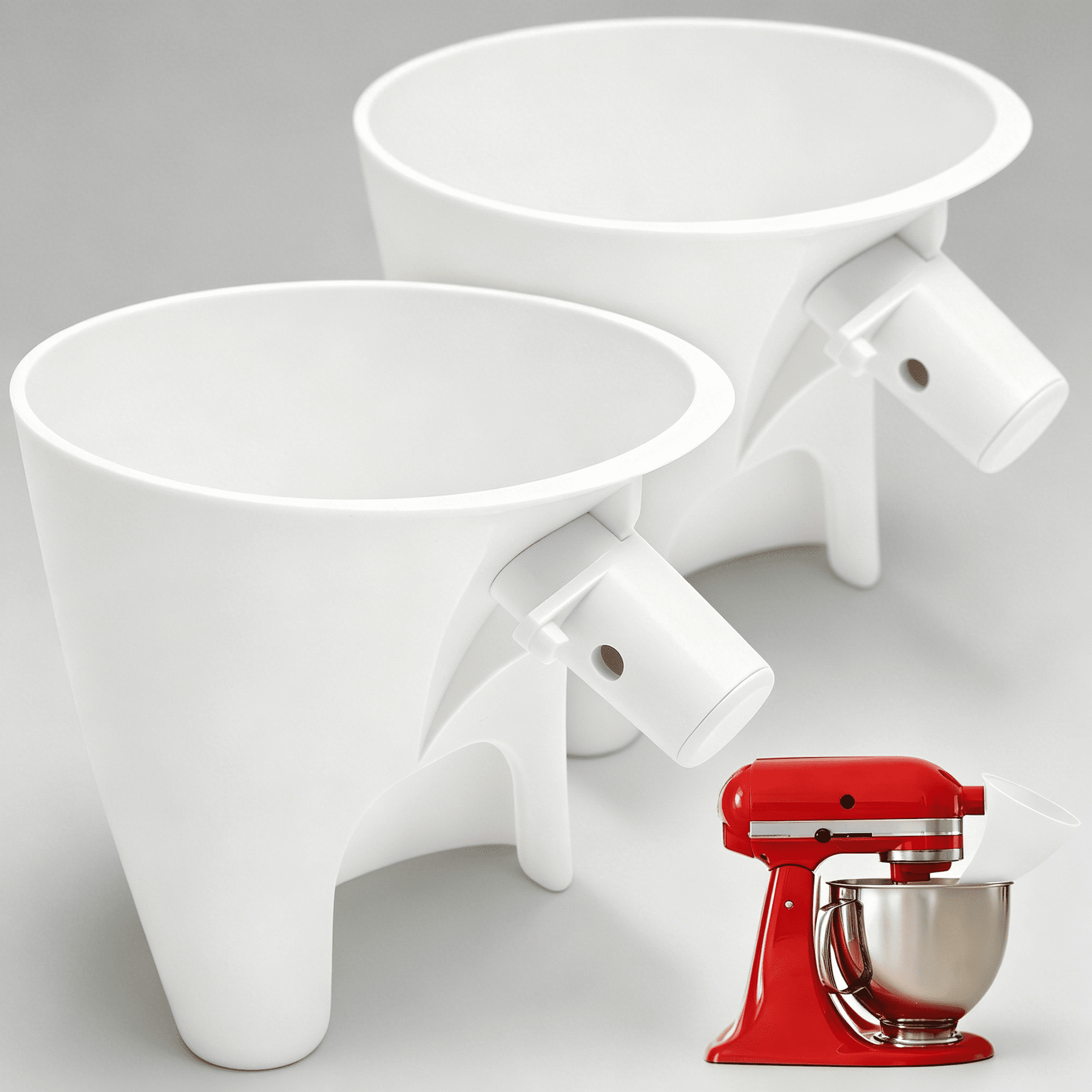 RZVNMKO Flour Funnel for KitchenAid Mixer 5 Qt, Pouring Chute Attachment for Tilt-Head Stand Mixer 4.5 & 5 Quart (KSM150), Dishwasher Safe No-Mess Baking Tool, Easy Pour Accessory, White(2 Pcs)