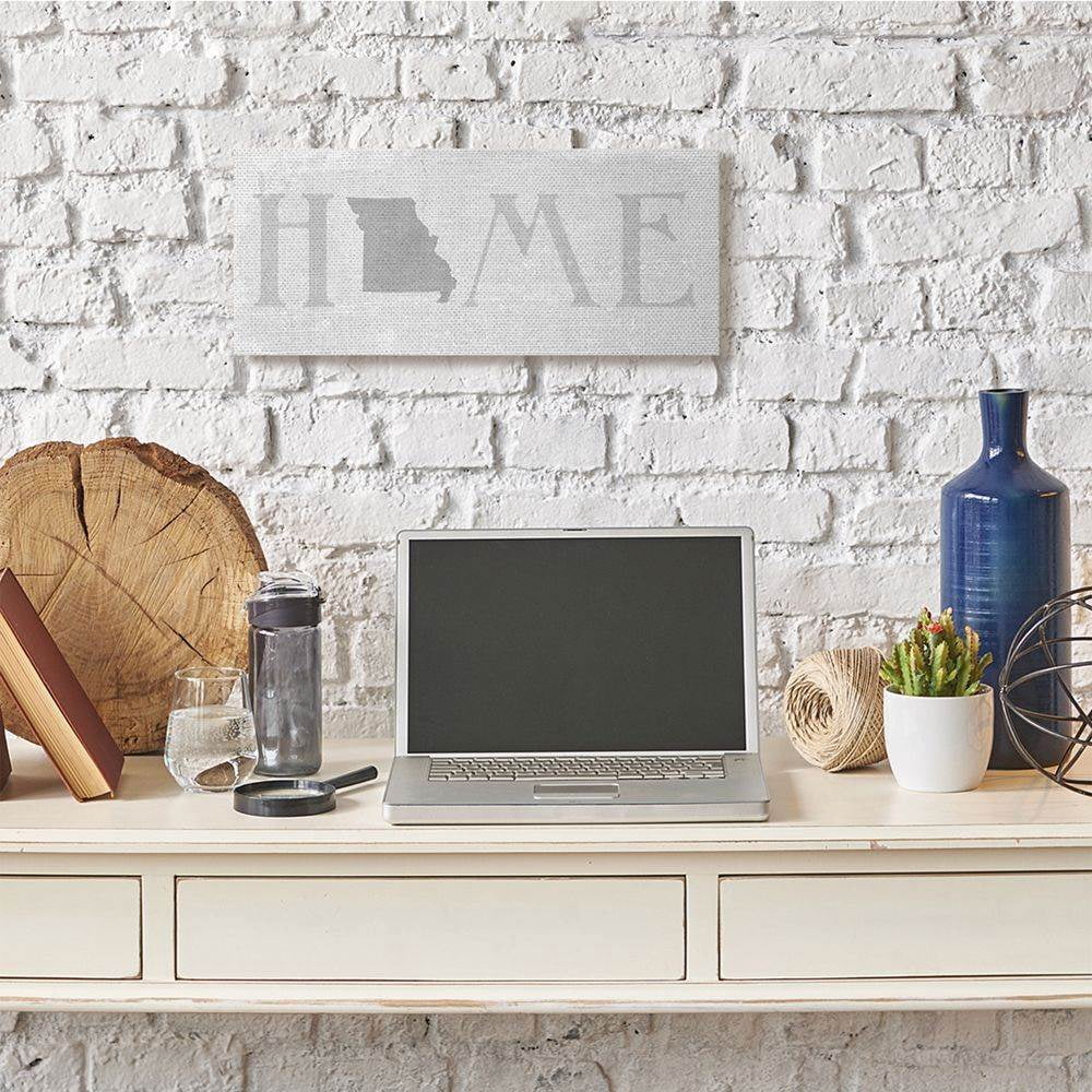 Stupell Industries Missouri Home State Map Grey Neutral Textured Word Design Canvas Wall Art by Daphne Polselli