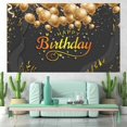 thumbnail image 2 of Birthday Banner 100D Polyester Flag Atmosphere Party Background Hanging Cloth Black Gold Happy Birthday Banner, 2 of 4