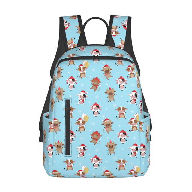 Disketp winter cow cute Mochila Ligera e Impermeable, Mochila de Día Resistente para Viajes, Senderismo y Uso Diario para Hombre y Mujer