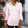 thumbnail image 5 of BSDJILFG Womens Golf Shirts 3/4 Sleeve Bell Sleeve Tops Dressy Casual Black and White Striped Shirts Peplum Tunic Work Blouse Summer, 5 of 7