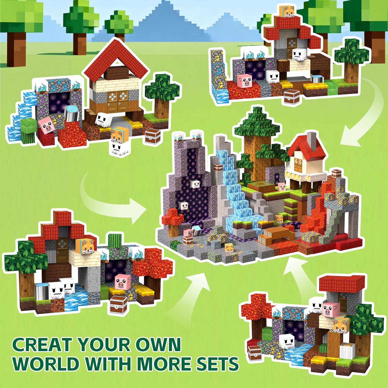 WLBES 100-Piece Lava Forest Magnetic Blocks photo 6