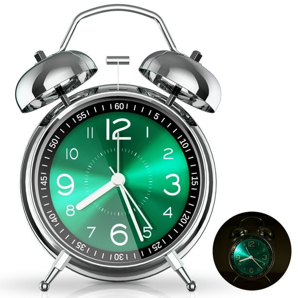 Reloj Despertador Súper Ruidoso para Personas Que Duermen con Mucho Espíritu, Reloj Despertador de 4 Pulgadas con Doble Campana y Luz de Fondo, Silencioso sin Tictac y Esfera Luminosa, Relojes Desper
