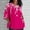 Hot Pink, variant on ALLLIST Black Women's Tops Crew Neck Casual Printed Elbow-Length Floral T-Shirts Spring Blouses XXXL
