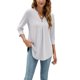 thumbnail image 2 of SAYOO, camisetas salvajes a la moda para mujer, camisetas de manga 3/4 con botones y cuello en V de Color sólido, camisas informales holgadas de primavera, ropa de calle SAYOO  moda, 2 of 5
